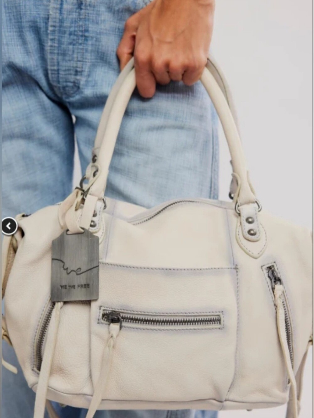 Free People Baby Emerson Leather Tote Bag. Color Salt